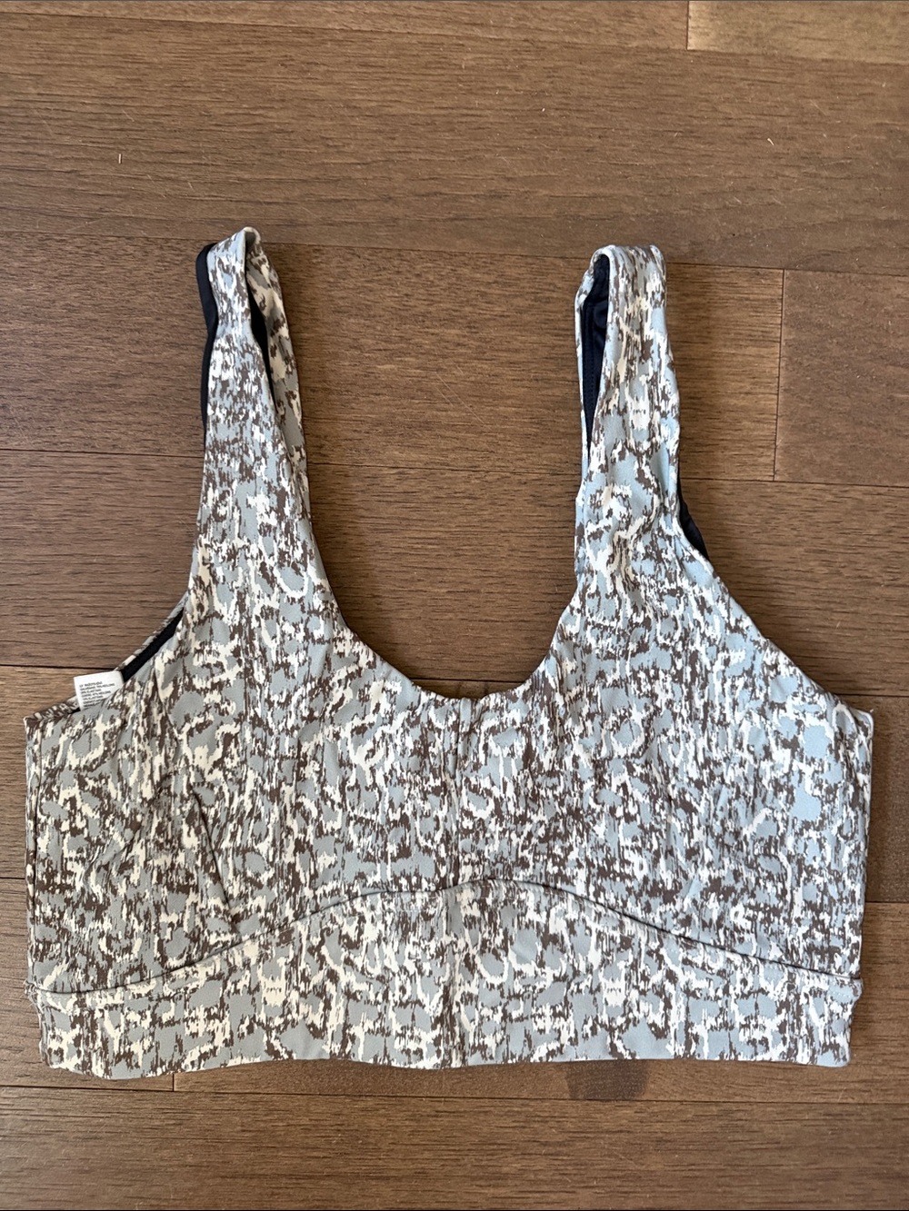 Varley Blue and Taupe Printed Scoop Neck Women’s Sports Bra Large